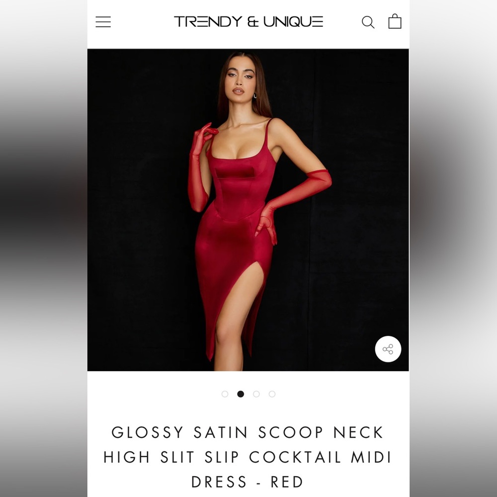 Sexy satin red slit dress